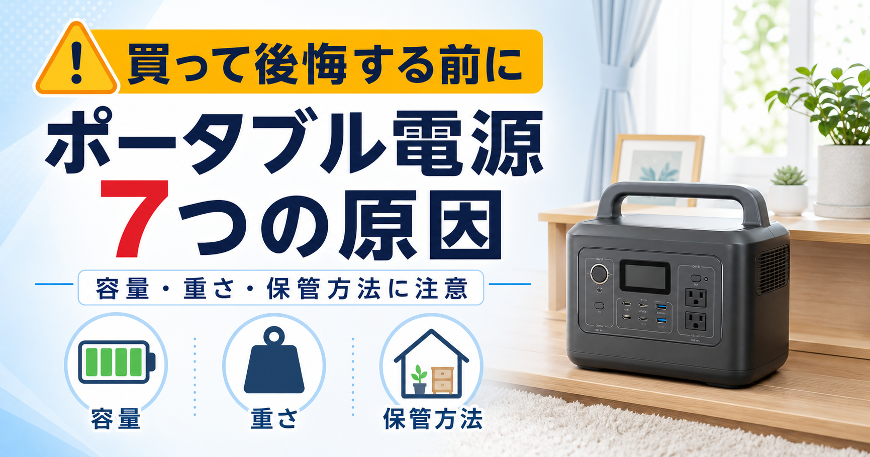 ポータブル電源を買って後悔する7つの原因｜容量・重さ・保管方法に注意
