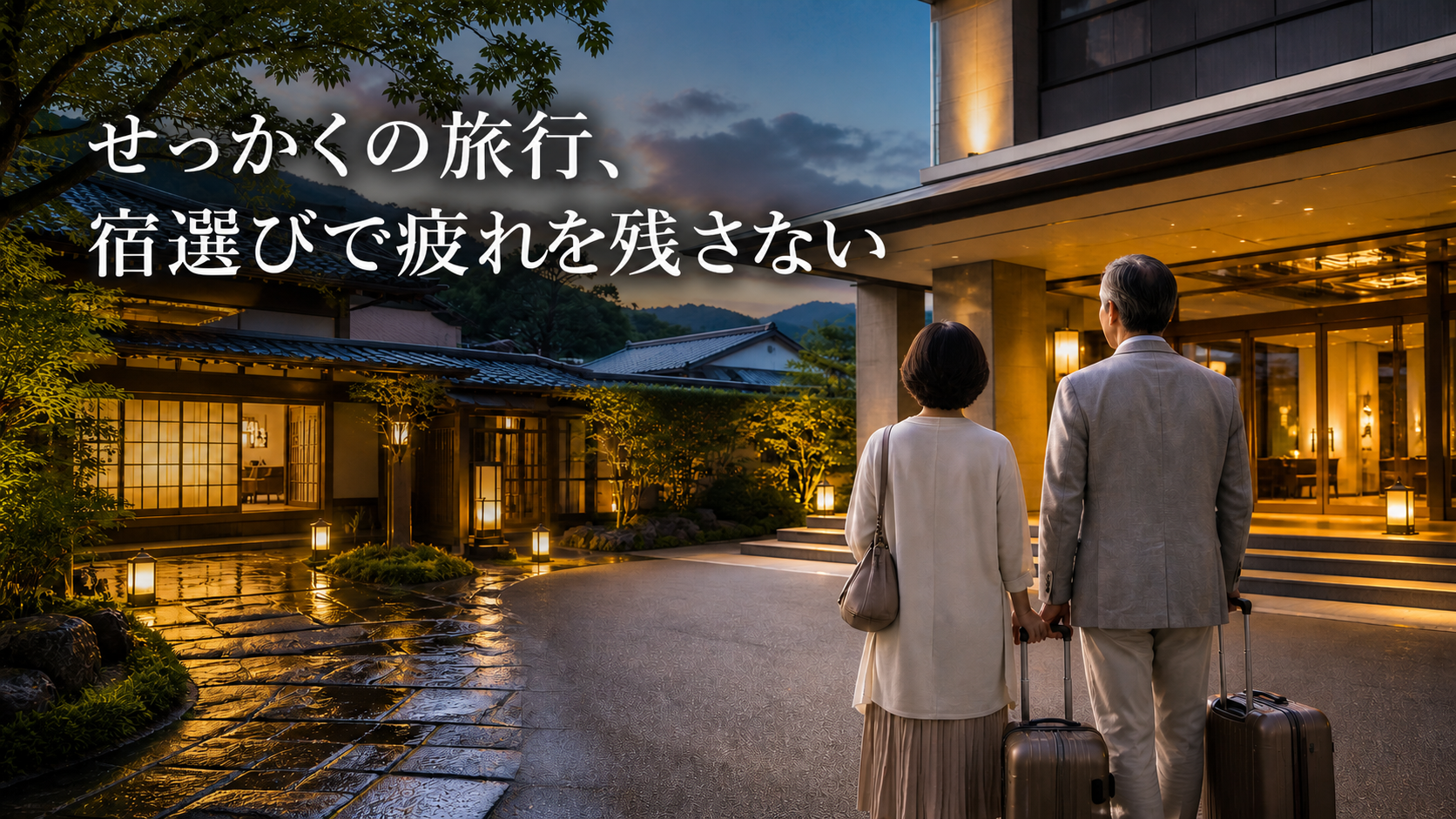 せっかくの旅行、宿選びで疲れを残さない高級ホテルと旅館のイメージ