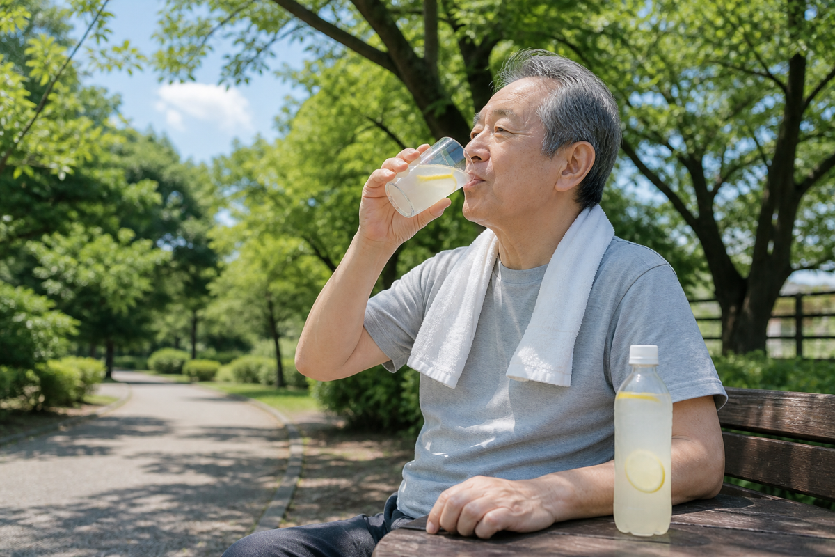 塩分や飲み物の選び方を専門家に相談するイメージ