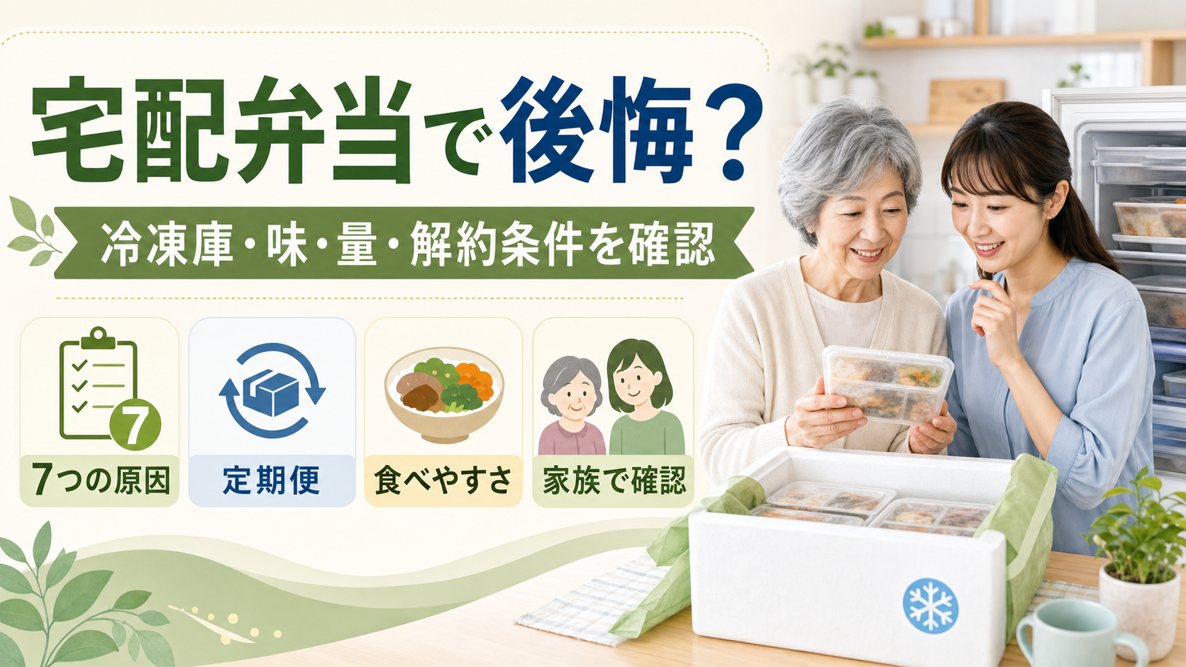 高齢者向け宅配弁当で後悔しないために家族で確認するイメージ