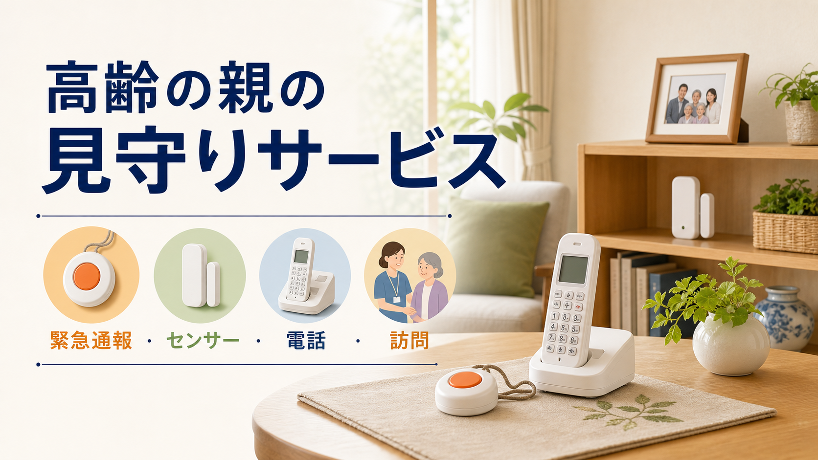 高齢の親の見守りサービスを選ぶ4つの方法を示すアイキャッチ画像