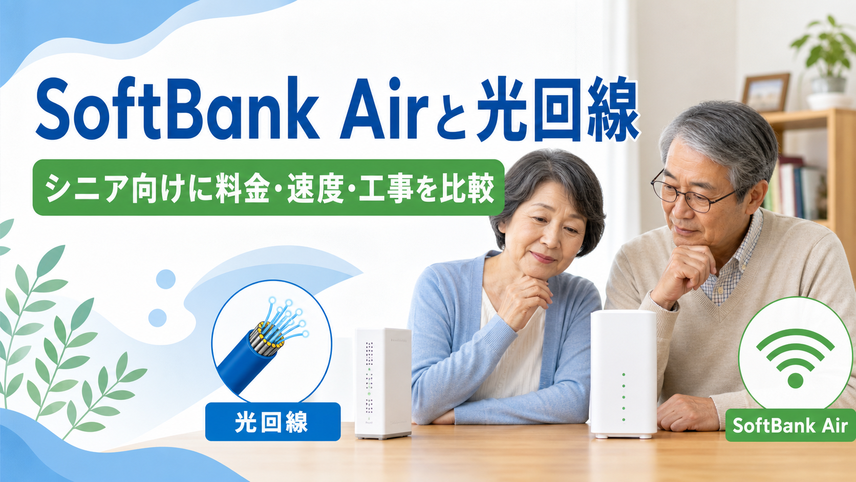 SoftBank AirとBIGLOBE光をシニア向けに料金・速度・工事で比較