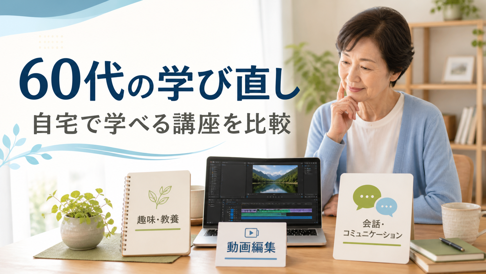 60代の学び直しで自宅講座を比較するシニア