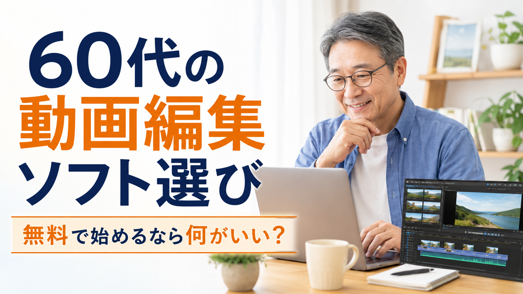 60代向け動画編集ソフトを選んでいるイメージ