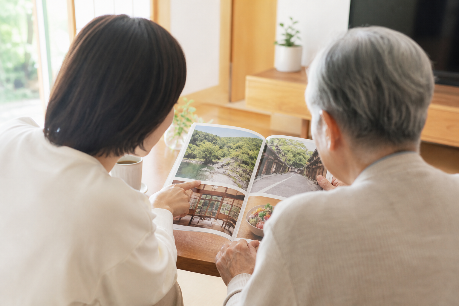 家族で体験ギフトの行き先を相談する様子
