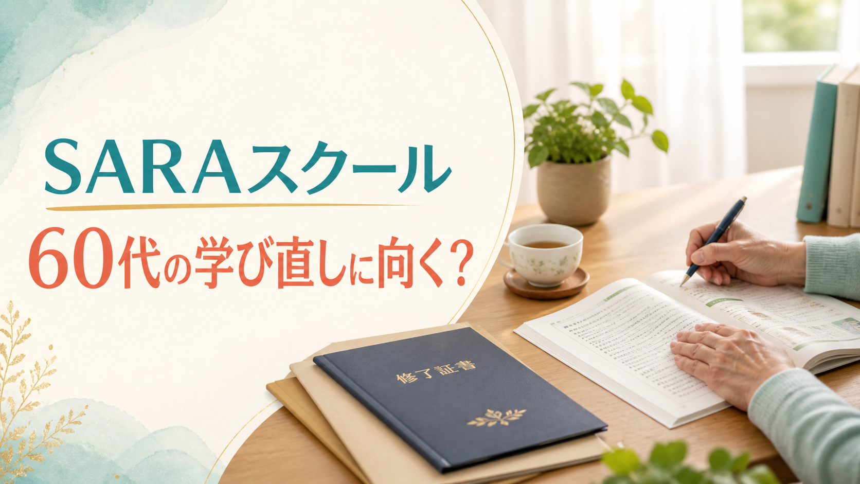 SARAスクールで自宅学習するシニアのイメージ