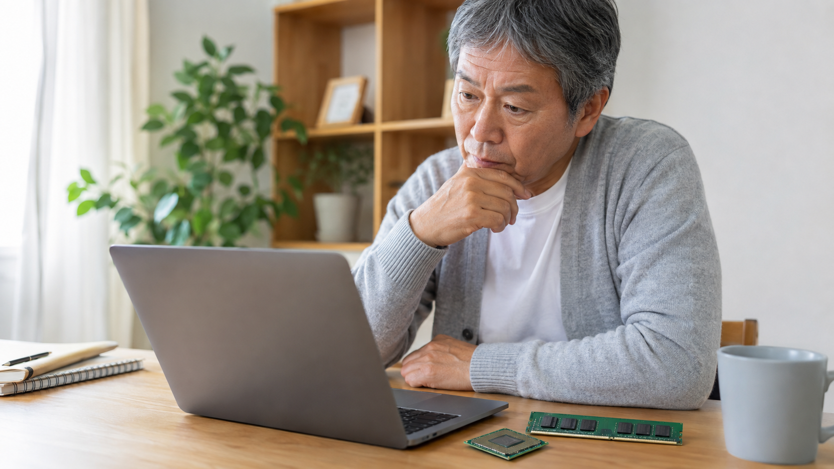 CPUやメモリを確認してYouTube用パソコンを選んでいるイメージ
